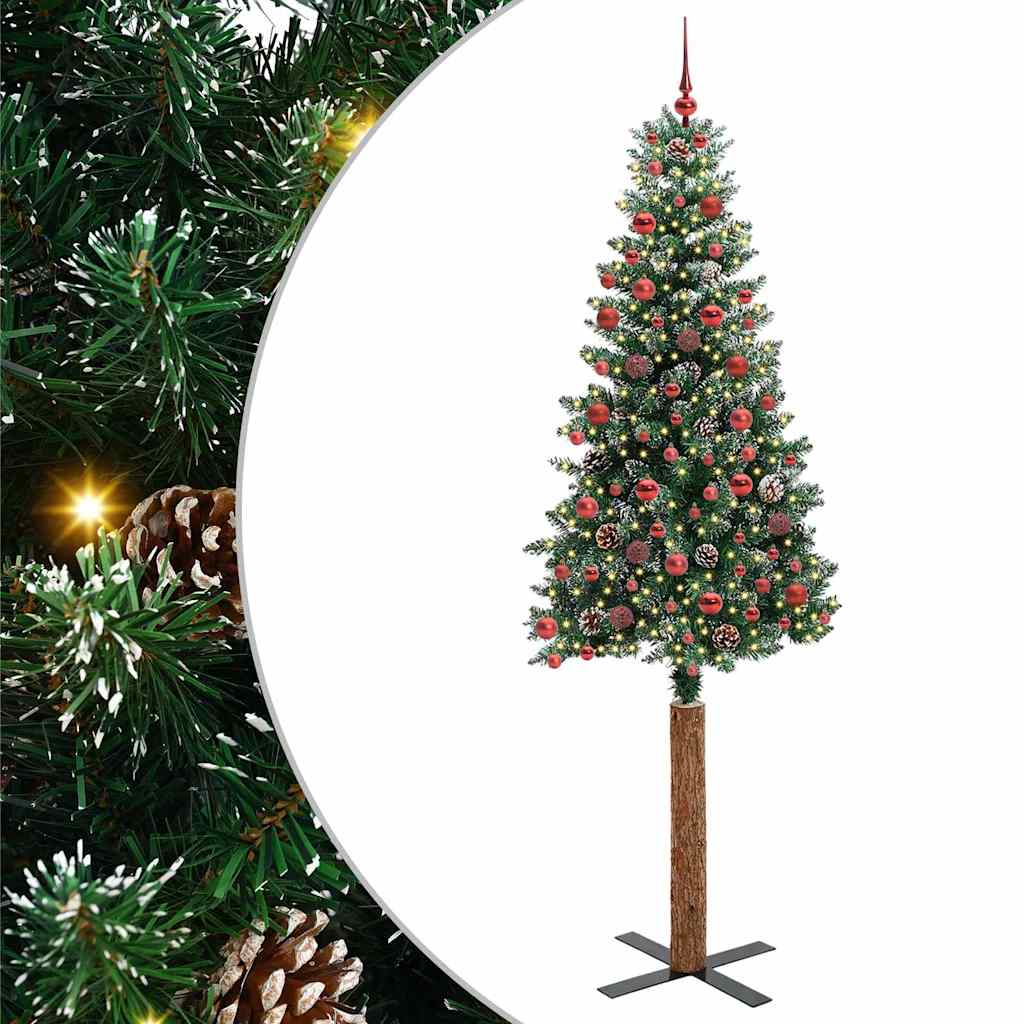 vidaXL Árvore de Natal Slim com 150 LEDs com suporte Verde 150 cm