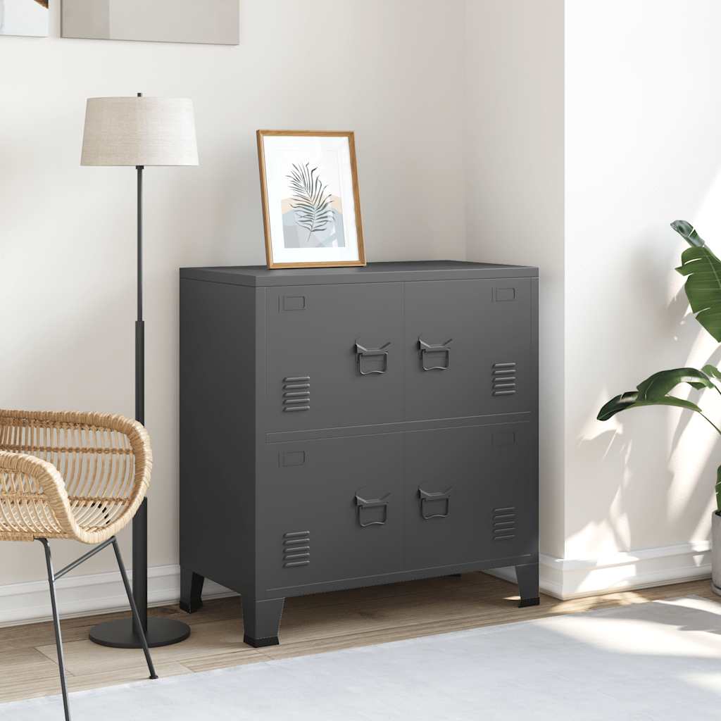 vidaXL Aparador de arrumação industrial 75x40x80 cm aço preto