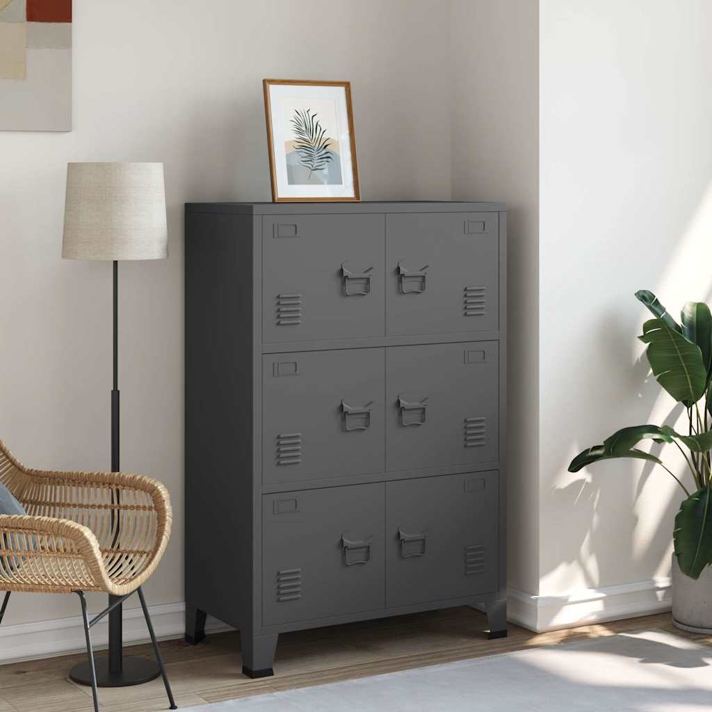 vidaXL Aparador de arrumação industrial 75x40x80 cm aço preto