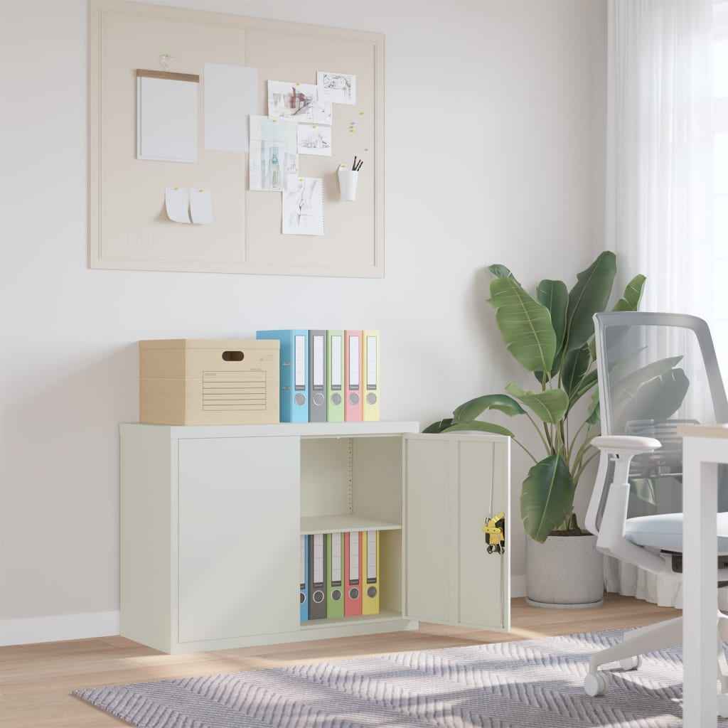 vidaXL Armário de escritório com 2 portas 90 cm aço cinzento