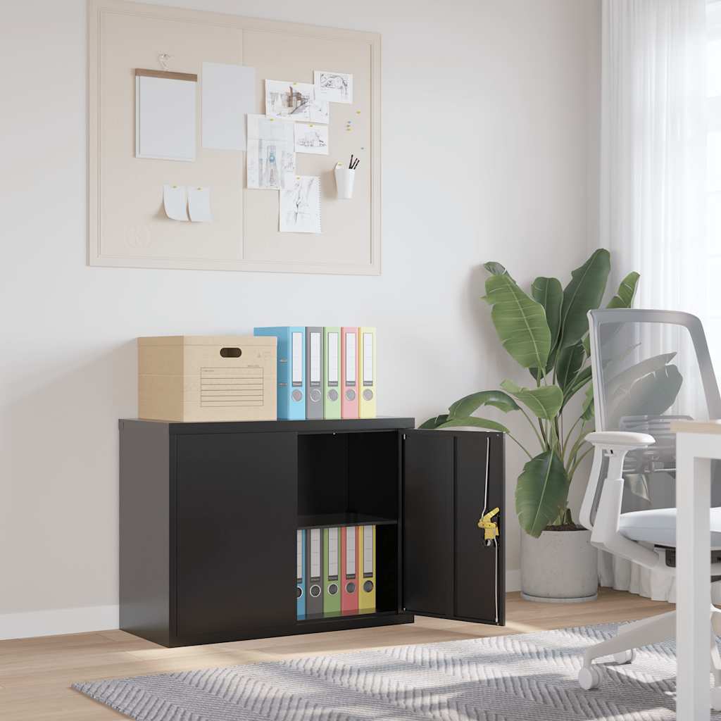 vidaXL Armário de escritório com 2 portas 90 cm aço cinzento