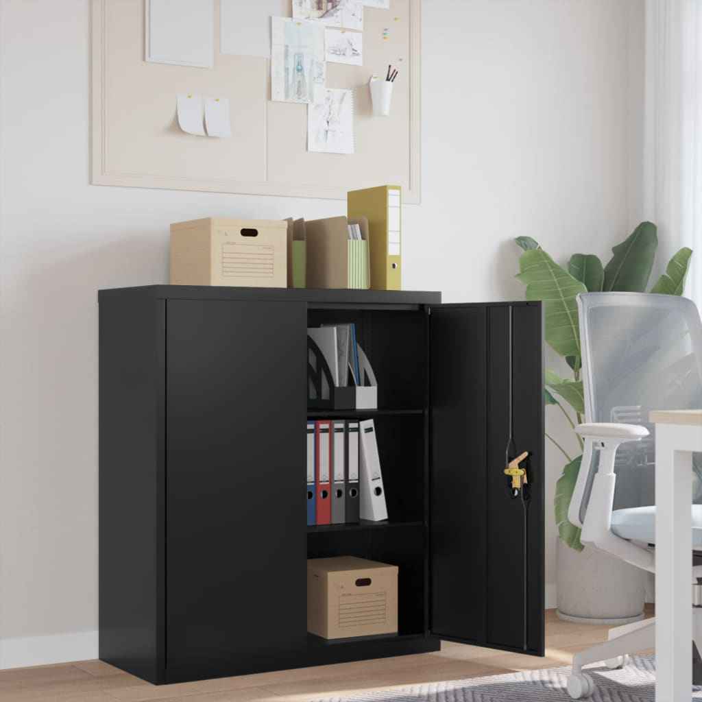 vidaXL Armário de escritório com 2 portas 90 cm aço cinzento
