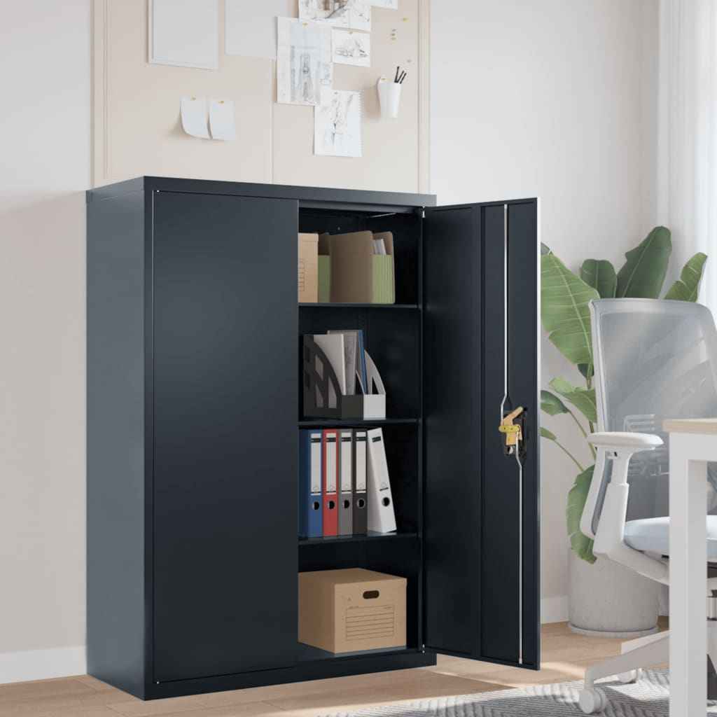 vidaXL Armário de escritório com 2 portas 90 cm aço cinzento