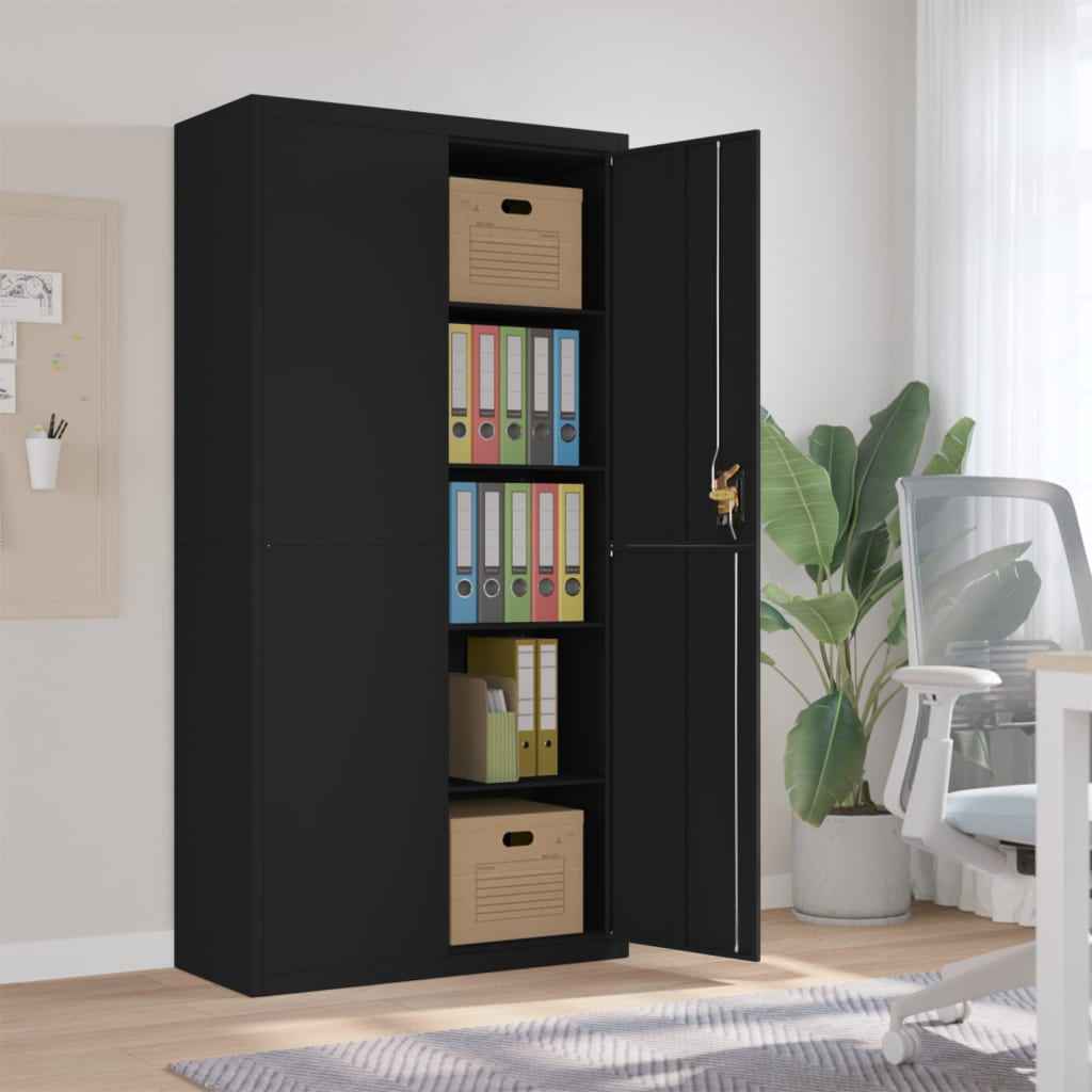 vidaXL Armário de escritório com 2 portas 90 cm aço cinzento