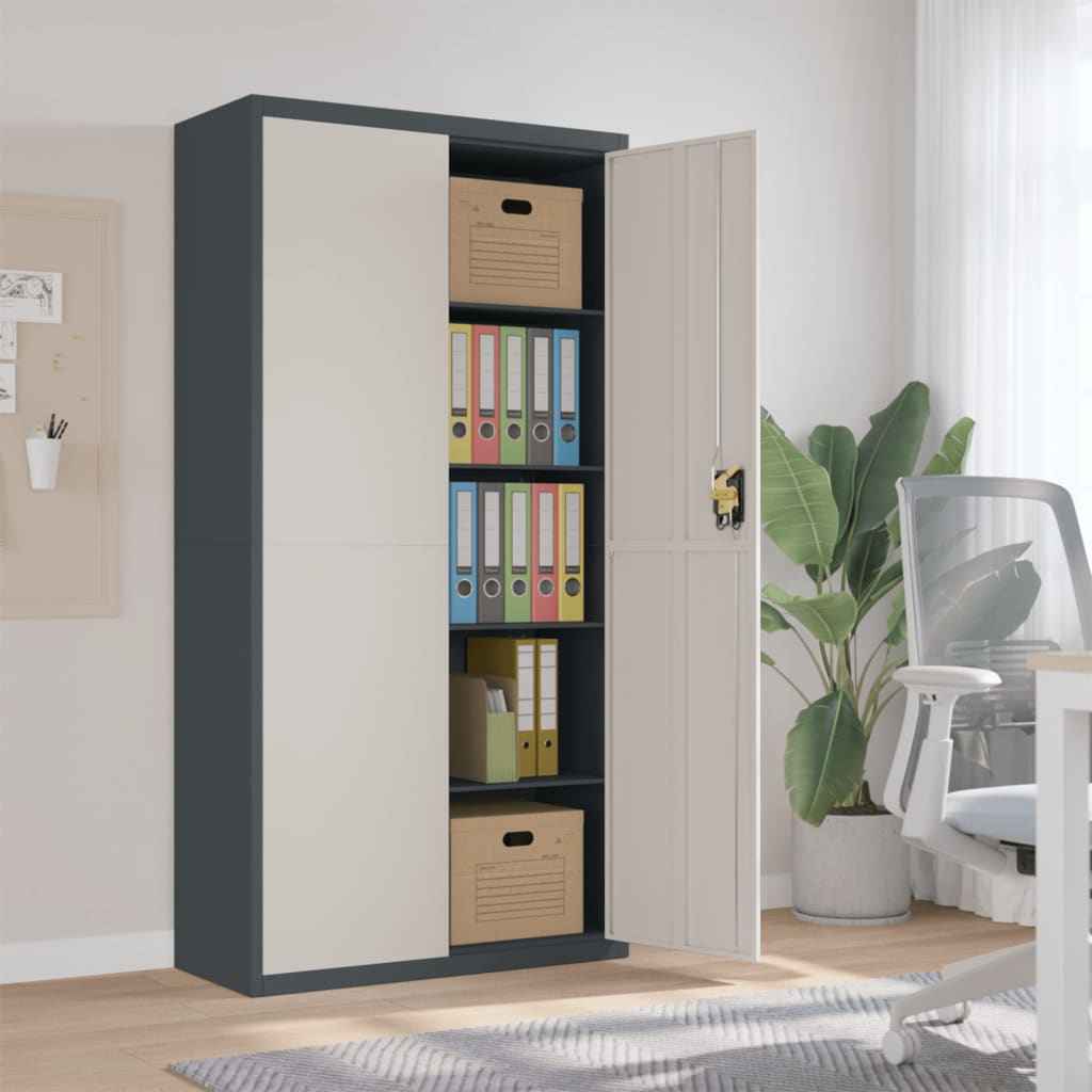 vidaXL Armário de escritório com 2 portas 90 cm aço cinzento