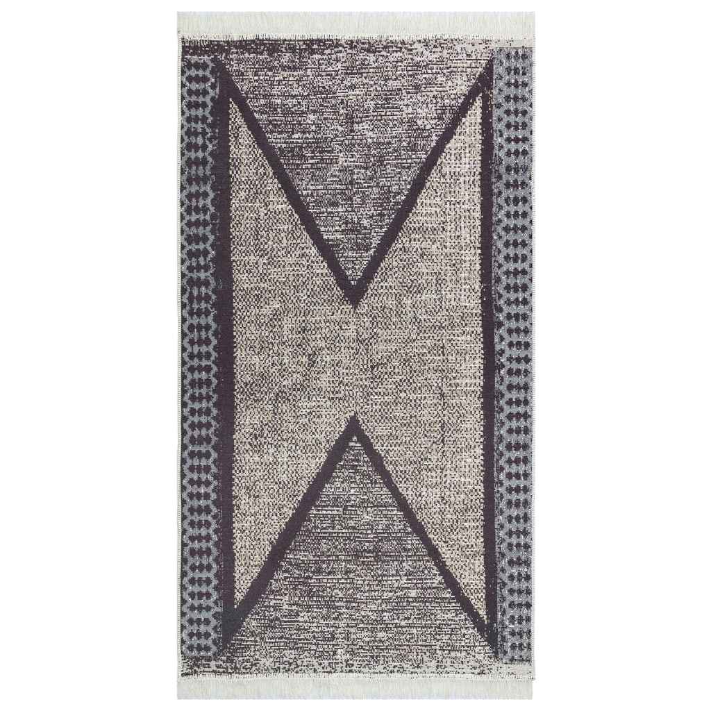 vidaXL Tapete 120x180 cm algodão preto e cinzento