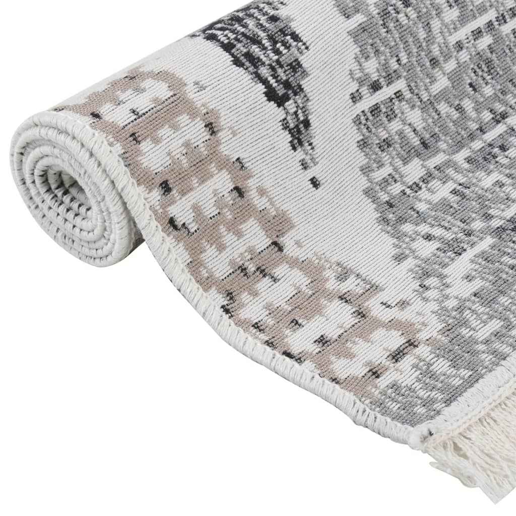 vidaXL Tapete 120x180 cm algodão preto e cinzento