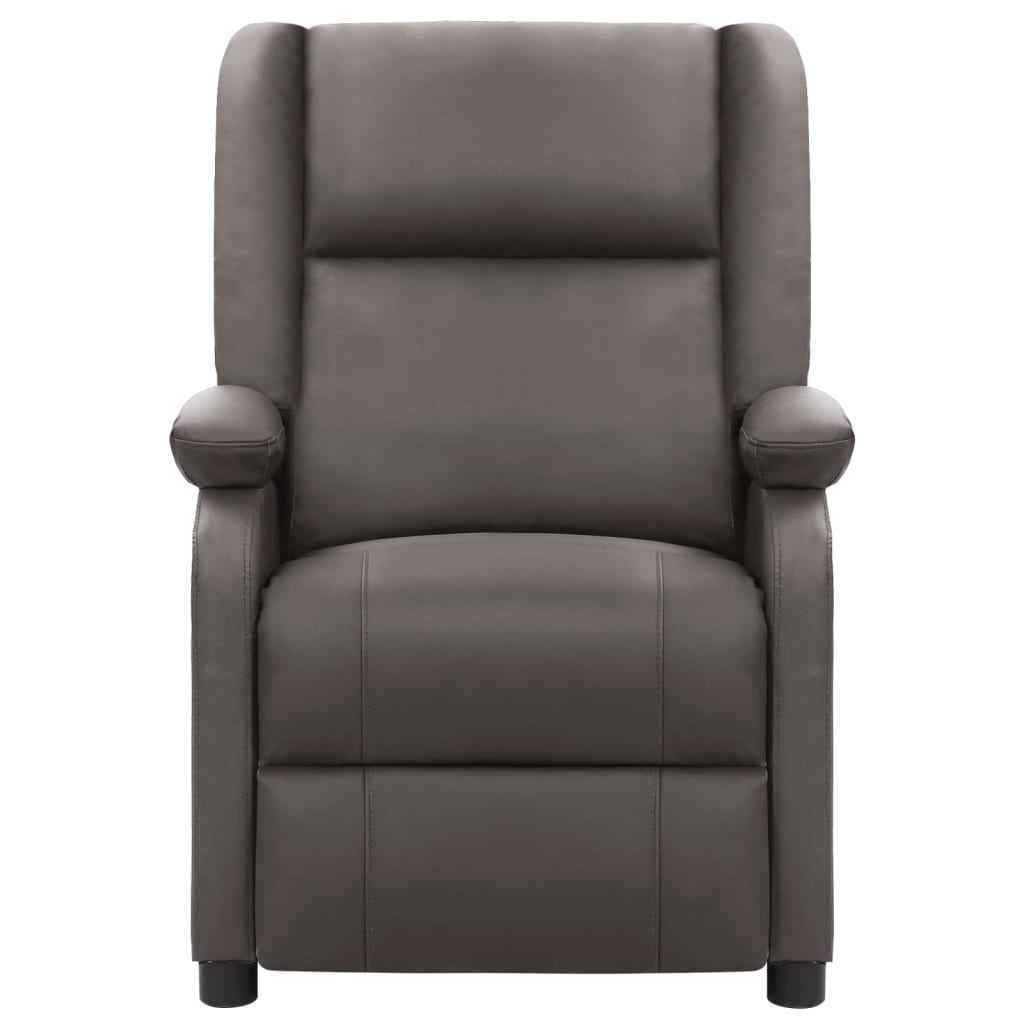 vidaXL Poltrona de massagens couro genuíno cinza