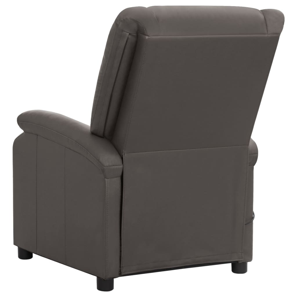 vidaXL Poltrona de massagens couro genuíno cinza