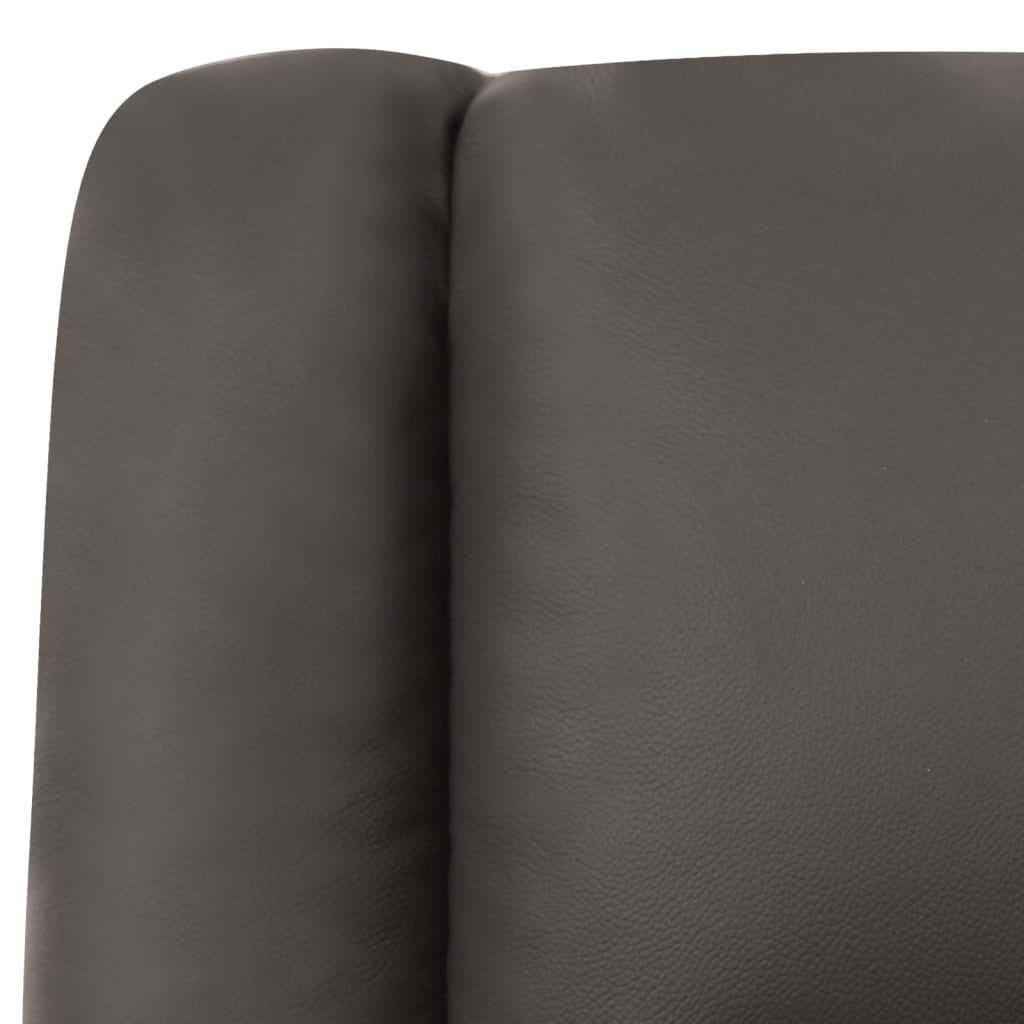 vidaXL Poltrona de massagens couro genuíno cinza