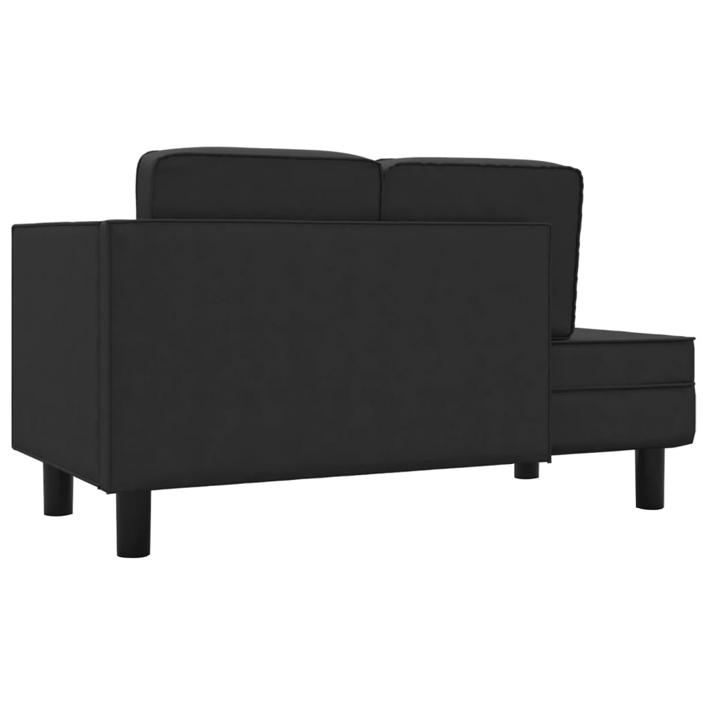 vidaXL Chaise longue com almofadões e rolo couro artificial preto