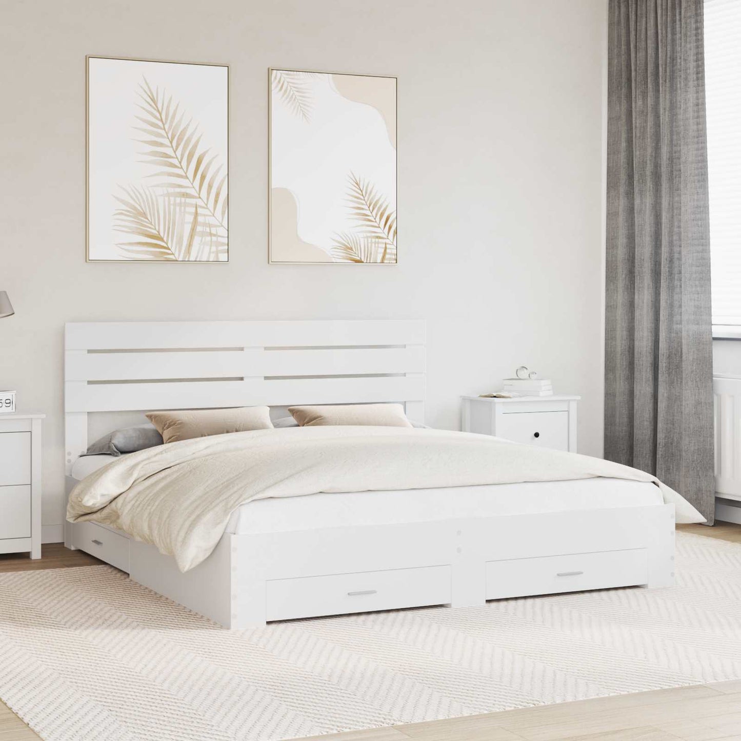 vidaXL Estrutura da Cama com gaveta com cabeceira Madeira processada