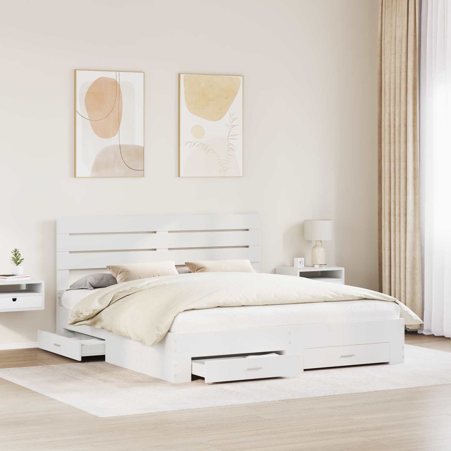 vidaXL Estrutura da Cama com gaveta com cabeceira Madeira processada