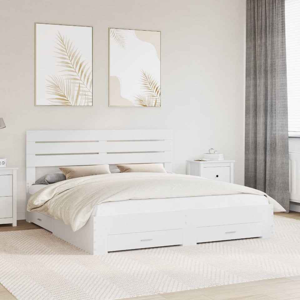 vidaXL Estrutura da Cama com gaveta com cabeceira Madeira processada