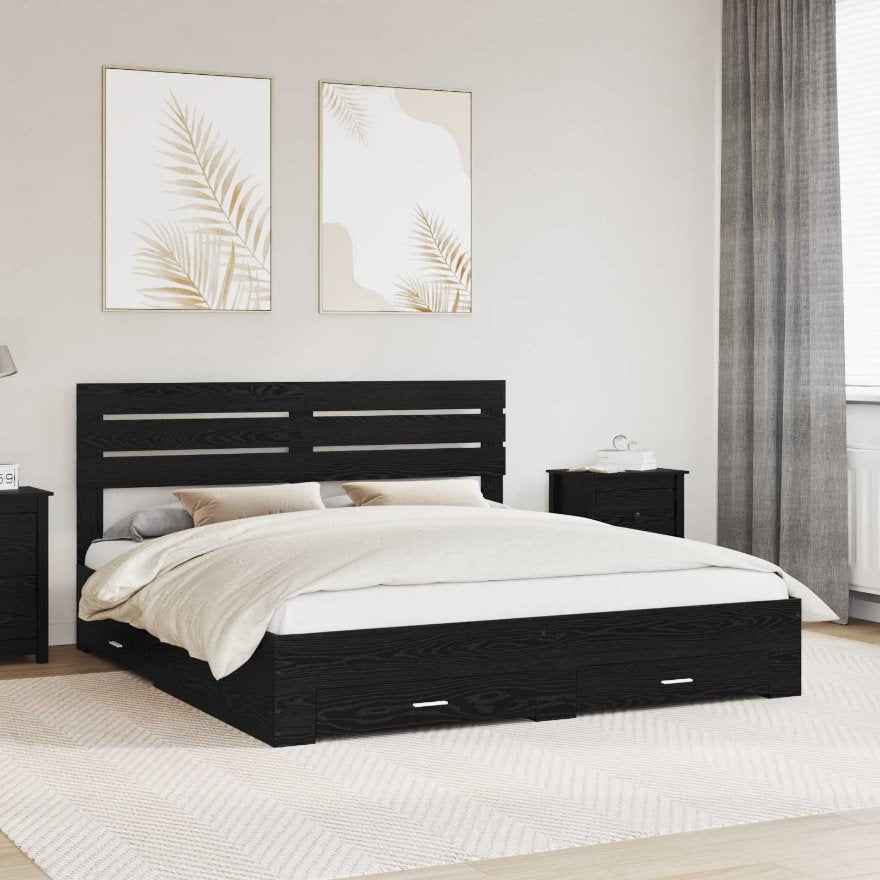 vidaXL Estrutura da Cama com gaveta com cabeceira Madeira processada