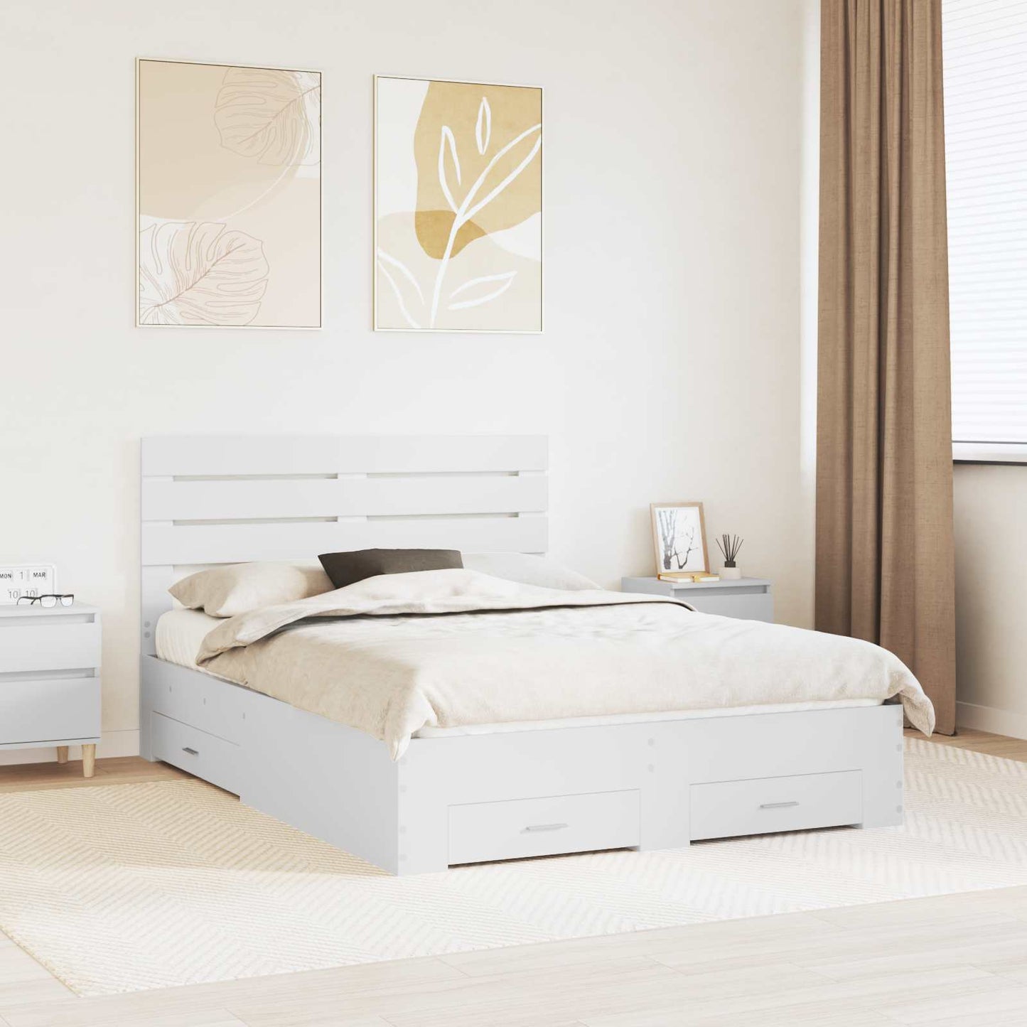 vidaXL Estrutura da Cama com gaveta com cabeceira Madeira processada