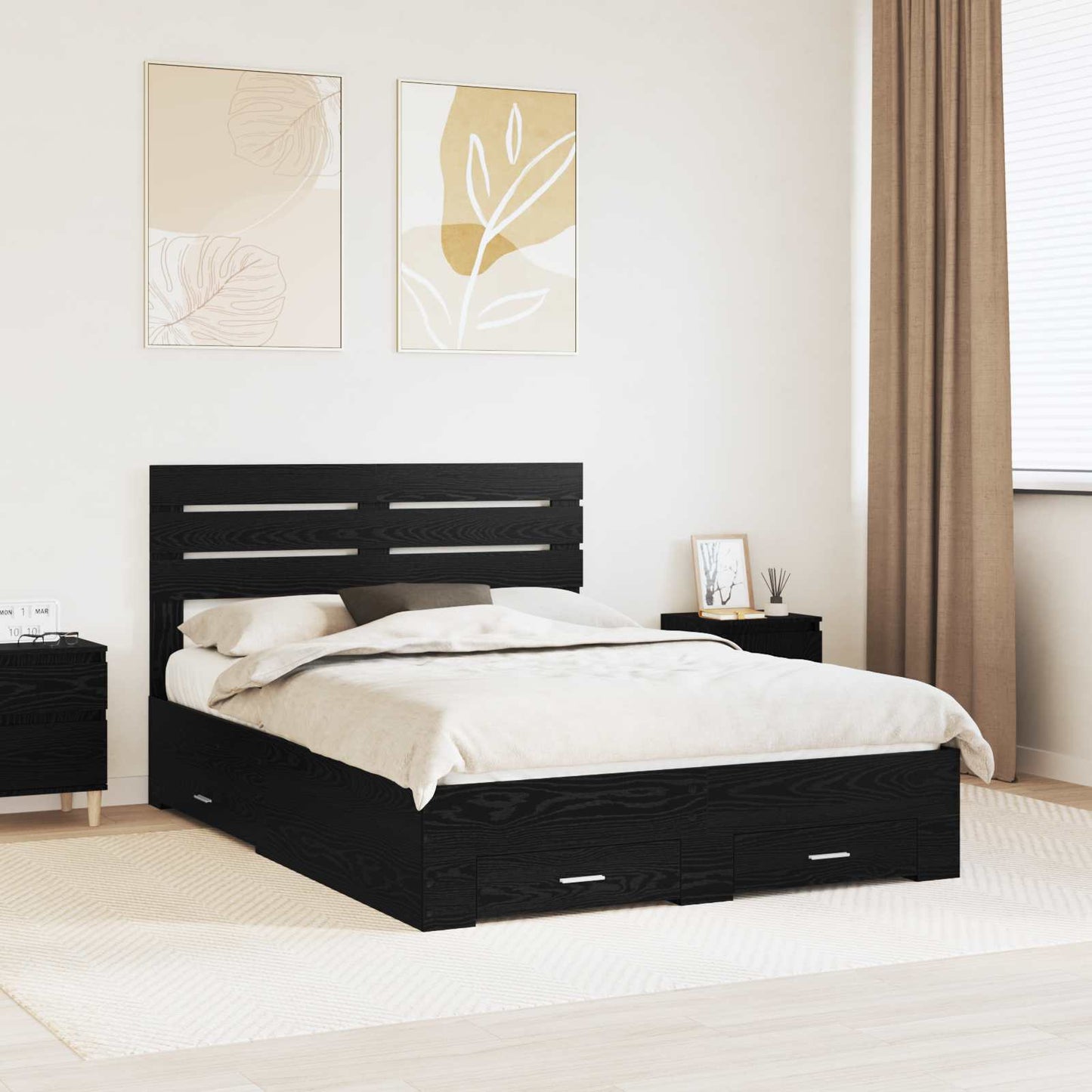 vidaXL Estrutura da Cama com gaveta com cabeceira Madeira processada