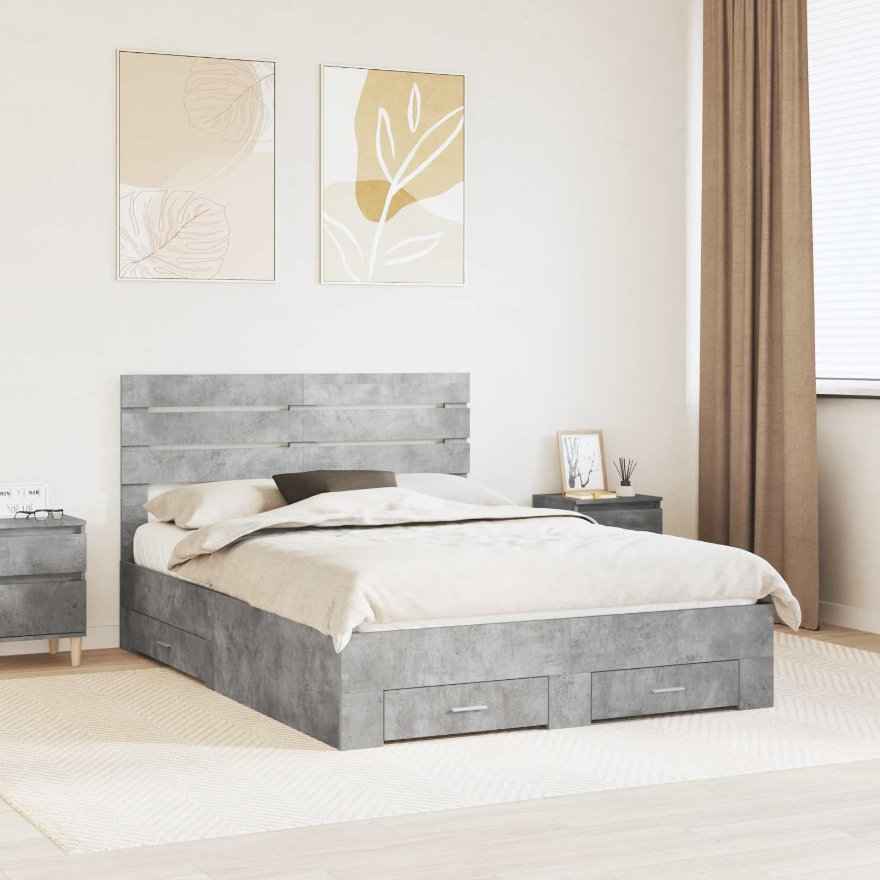 vidaXL Estrutura da Cama com gaveta com cabeceira Madeira processada