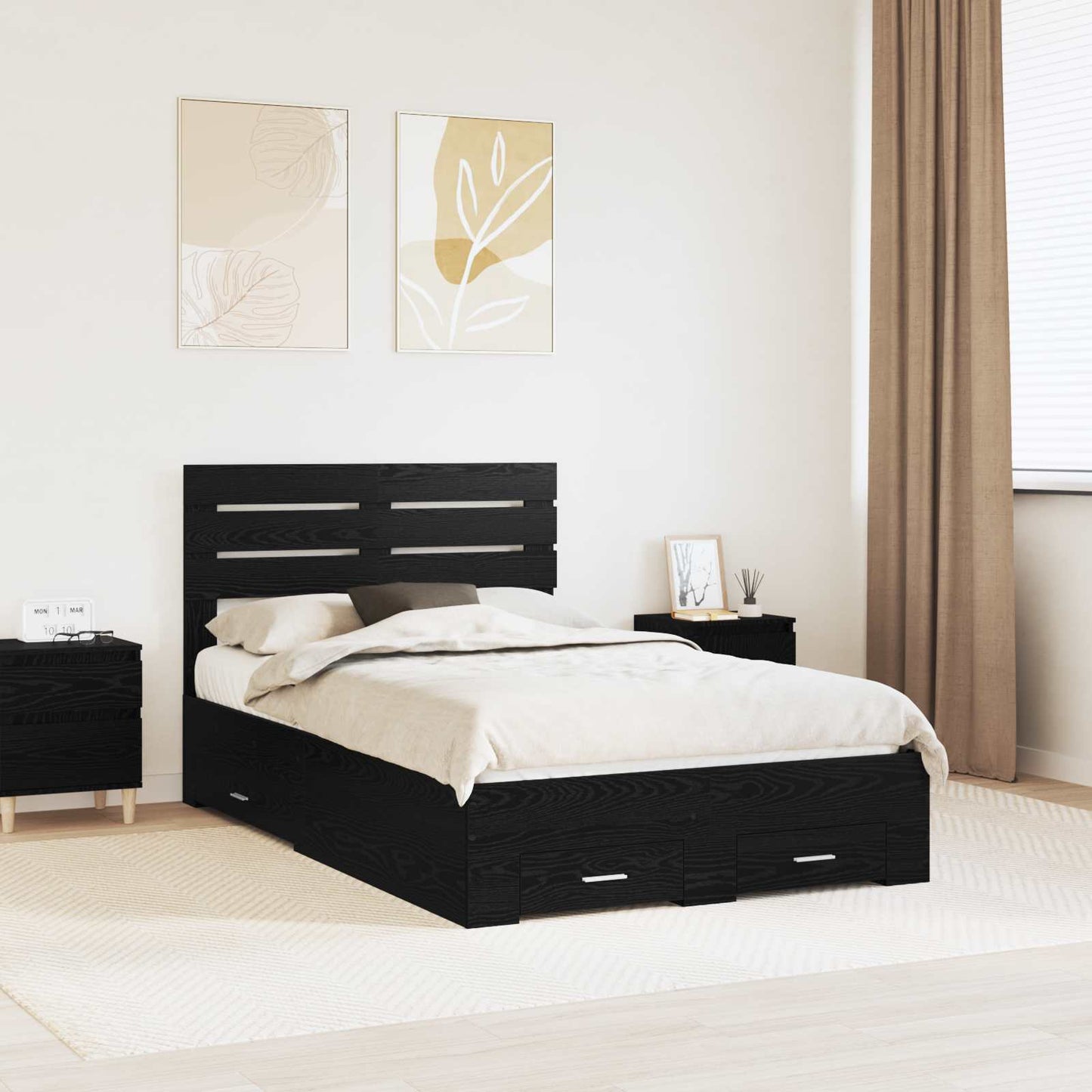vidaXL Estrutura da Cama com gaveta com cabeceira Madeira processada