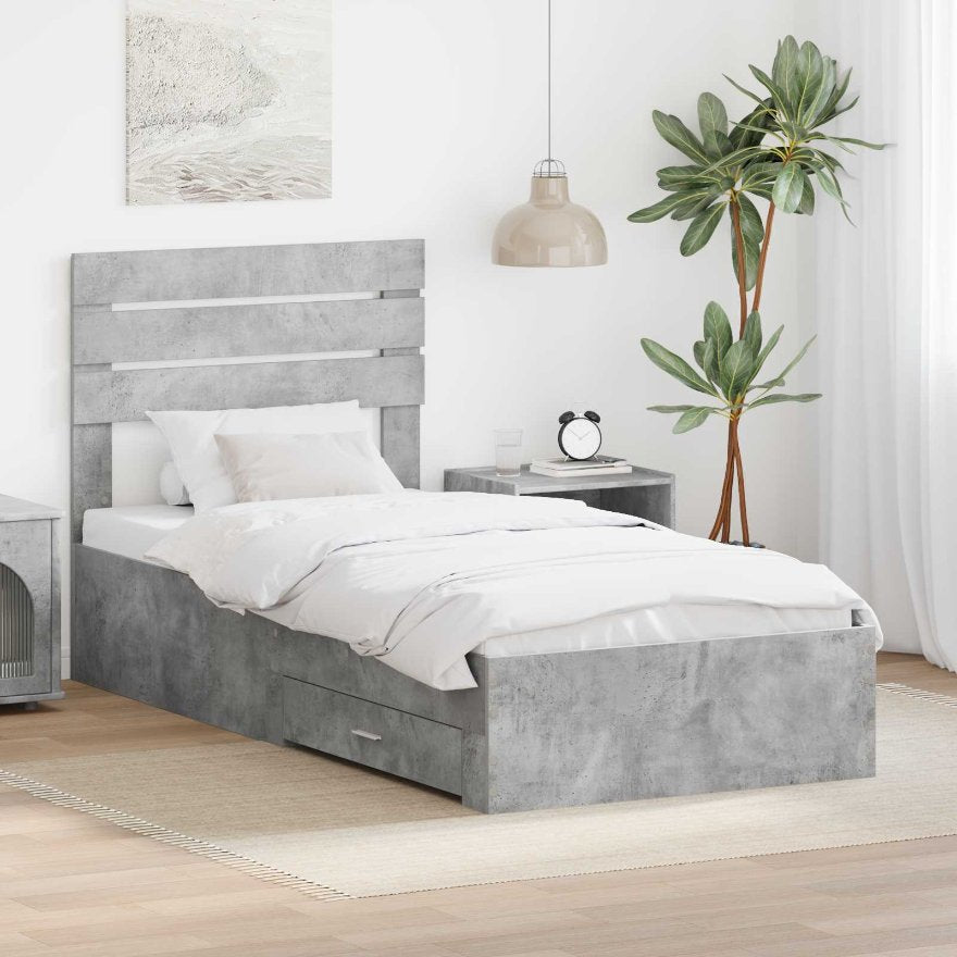 vidaXL Estrutura da Cama com gaveta com cabeceira Madeira processada