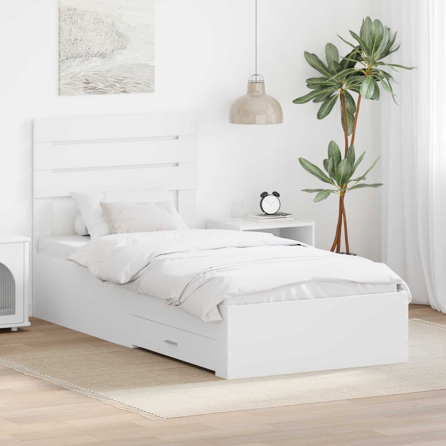 vidaXL Estrutura da Cama com gaveta com cabeceira Madeira processada