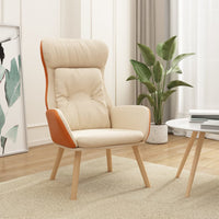 vidaXL Cadeira de descanso c/ apoio pés couro artificial+tecido preto