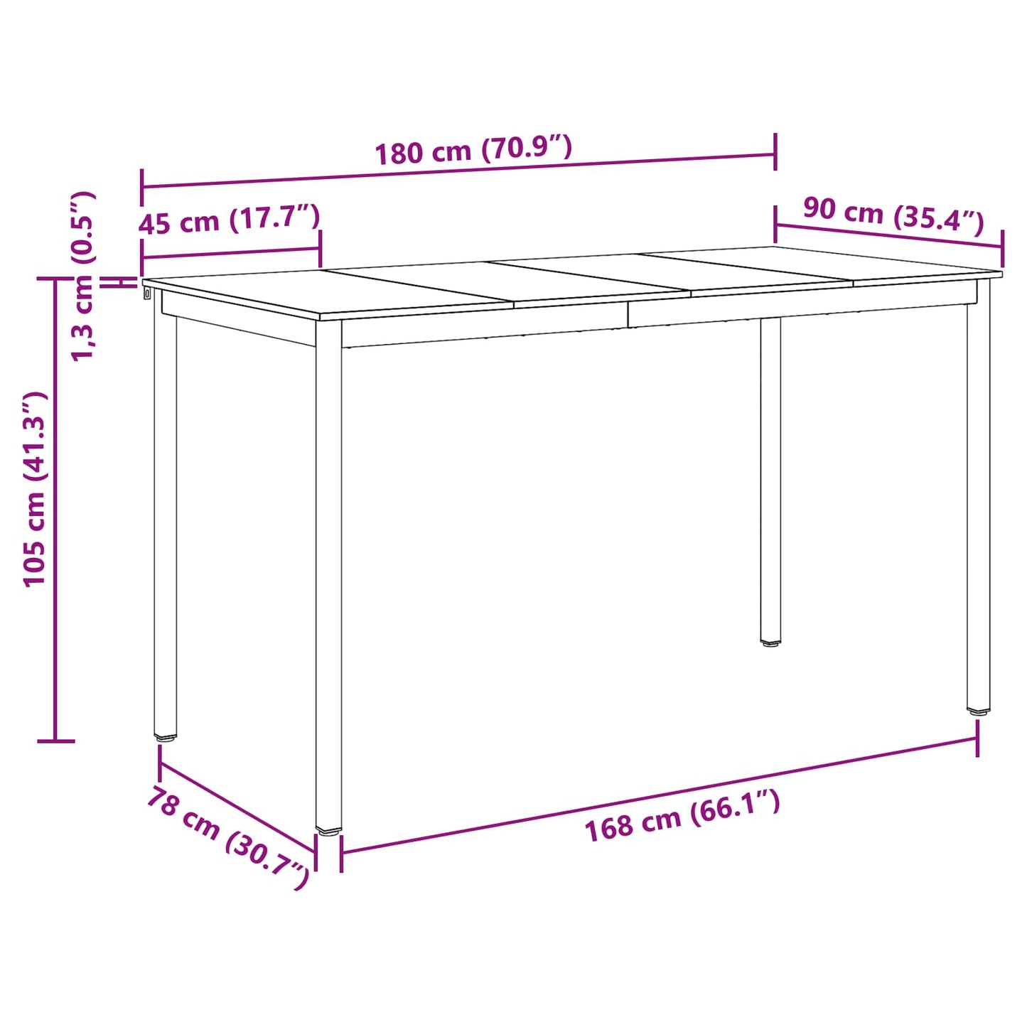 vidaXL Mesas de jantar Madeira processada
