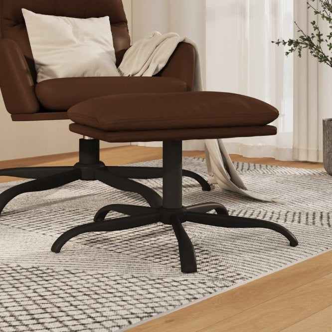 vidaXL Apoio de pés 45x29,5x36 cm couro artificial castanho brilhante