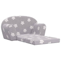 vidaXL Sofá-cama infantil 2 lugares c/ estrelas pelúcia cinzento-claro