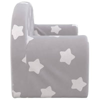 vidaXL Sofá-cama infantil 2 lugares c/ estrelas pelúcia cinzento-claro