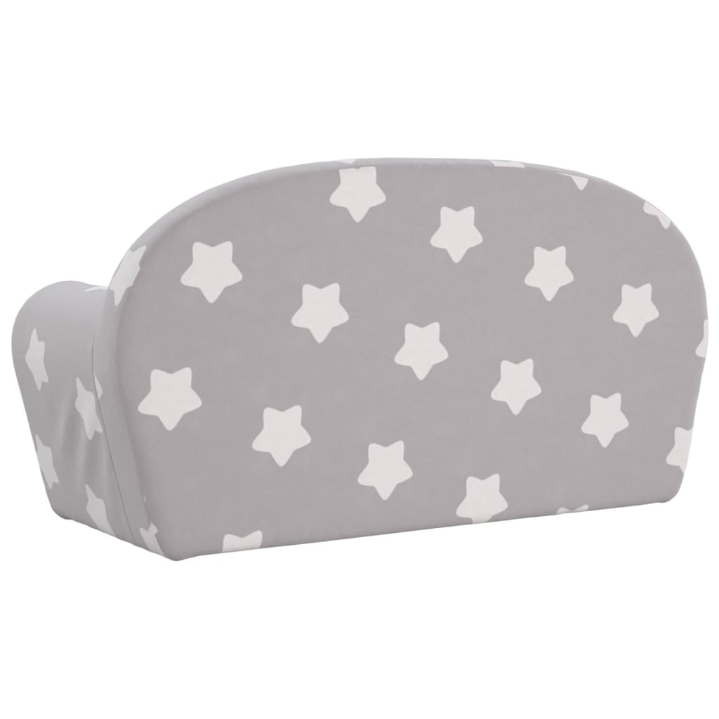 vidaXL Sofá-cama infantil 2 lugares c/ estrelas pelúcia cinzento-claro