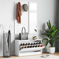 Conjunto de sapateira 3 em 1 branco e carvalho