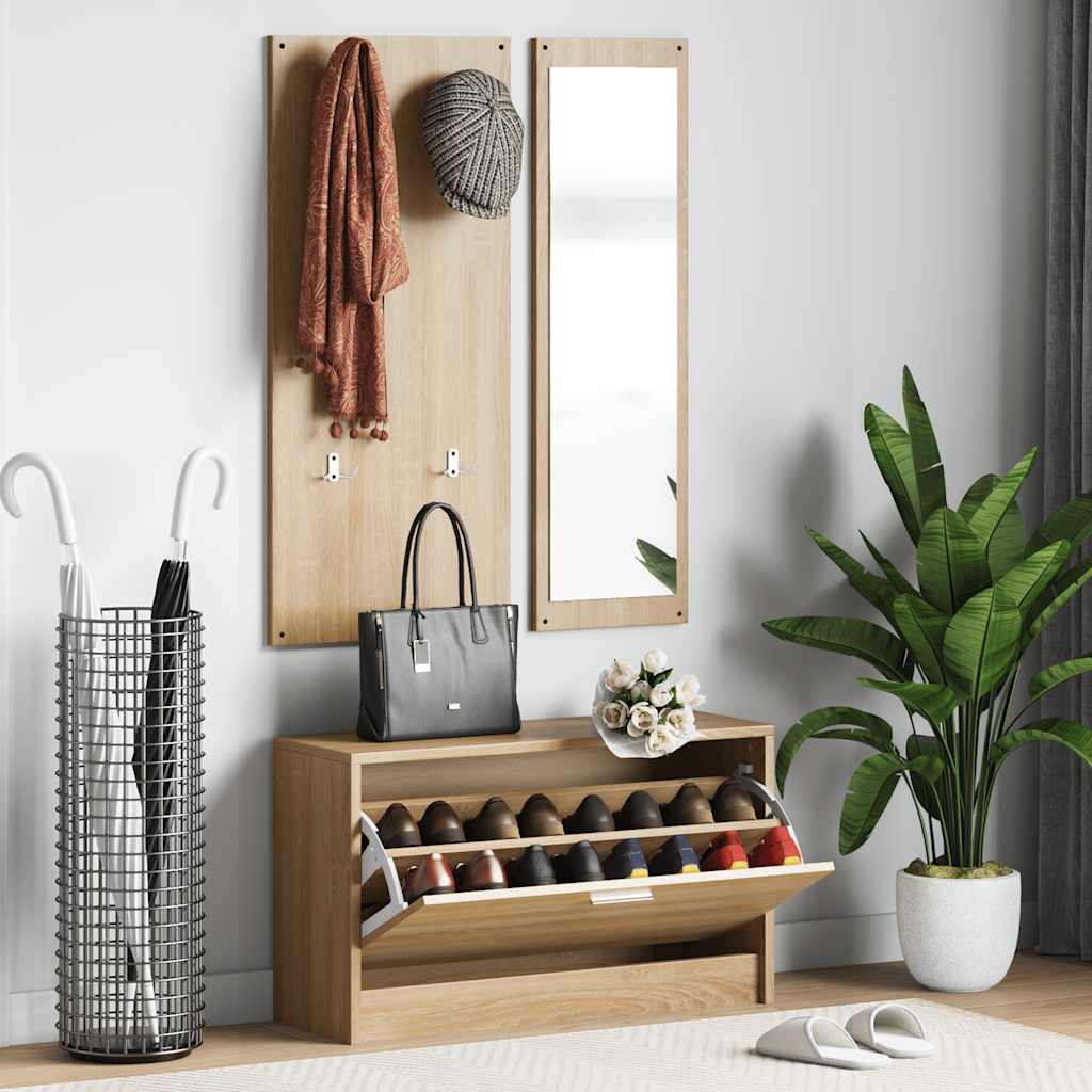 Conjunto de sapateira 3 em 1 branco e carvalho