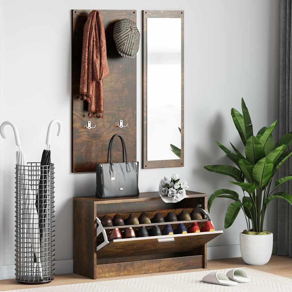 Conjunto de sapateira 3 em 1 branco e carvalho