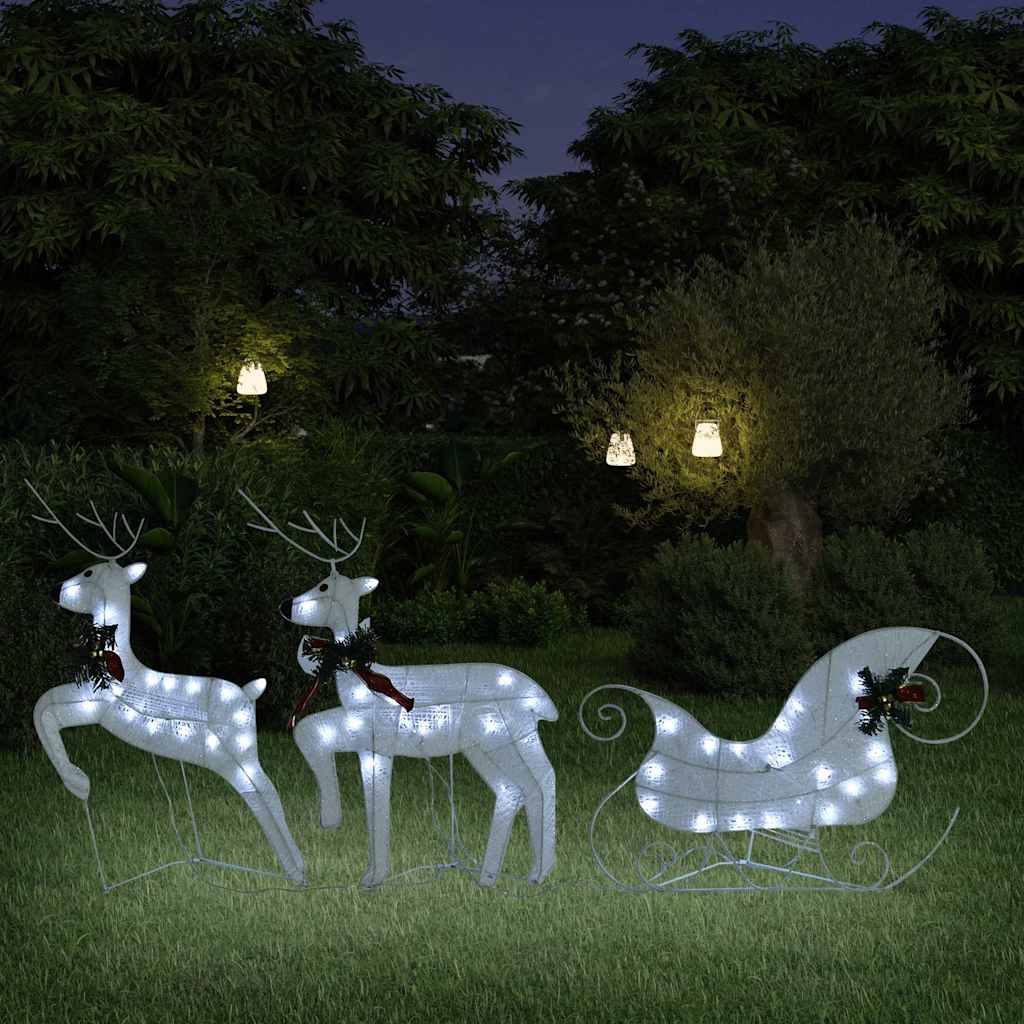 vidaXL Decoração de Natal renas/trenó de exterior 60 luzes LED dourado