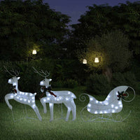 vidaXL Decoração de Natal renas/trenó de exterior 60 luzes LED dourado