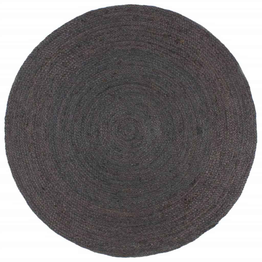 vidaXL Tapete artesanal em juta redondo 90 cm cinzento