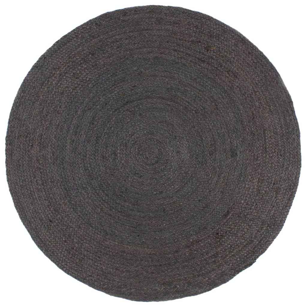 vidaXL Tapete artesanal em juta redondo 90 cm cinzento