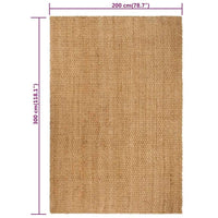 vidaXL Tapete retangular natural 200x300 cm juta