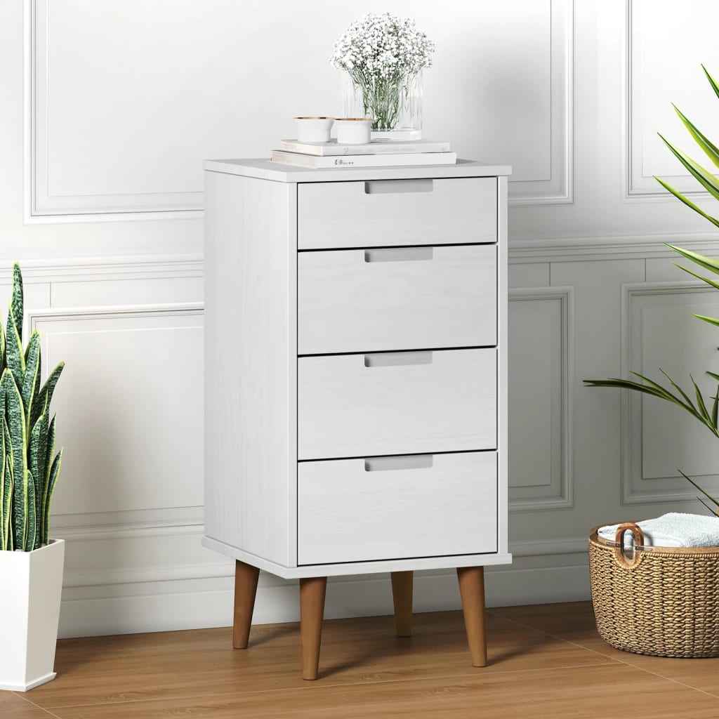vidaXL Armário de gavetas MOLDE 40x35x82 cm pinho maciço branco