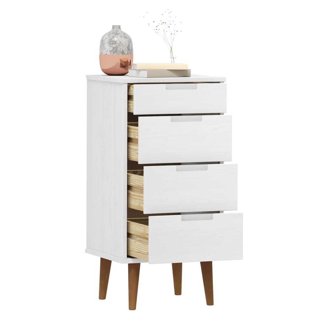 vidaXL Armário de gavetas MOLDE 40x35x82 cm pinho maciço branco