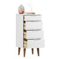 vidaXL Armário de gavetas MOLDE 40x35x82 cm pinho maciço branco