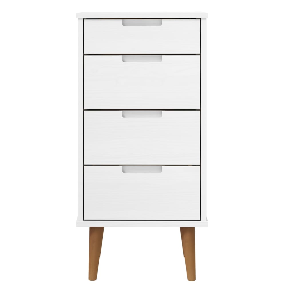 vidaXL Armário de gavetas MOLDE 40x35x82 cm pinho maciço branco