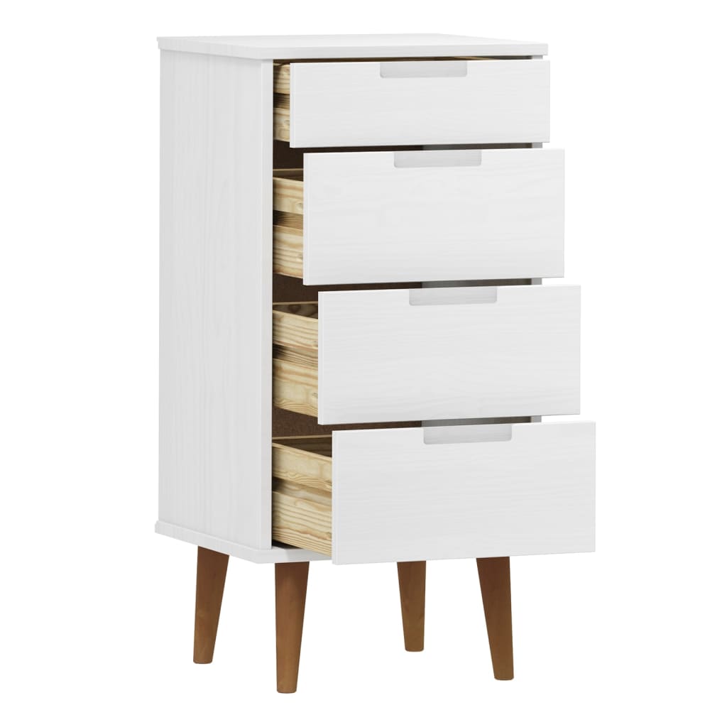 vidaXL Armário de gavetas MOLDE 40x35x82 cm pinho maciço branco