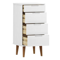 vidaXL Armário de gavetas MOLDE 40x35x82 cm pinho maciço branco