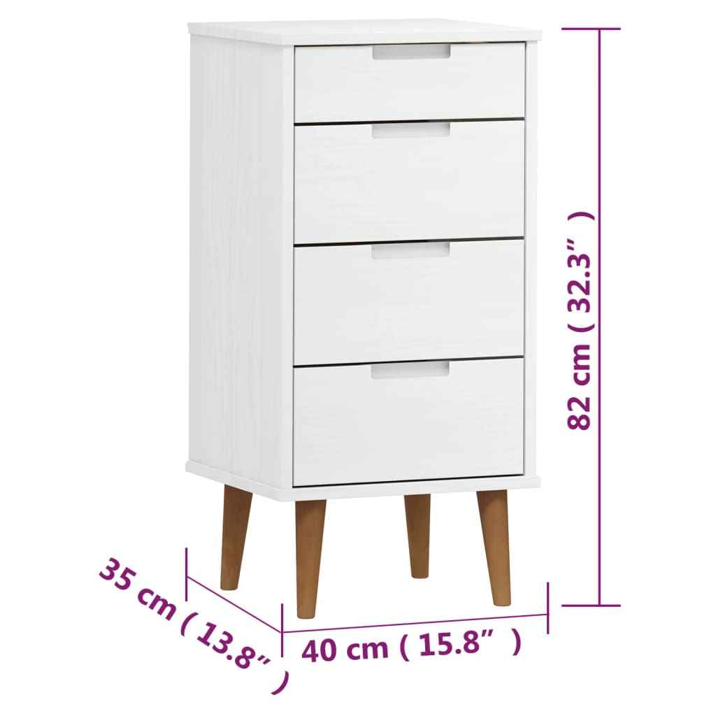 vidaXL Armário de gavetas MOLDE 40x35x82 cm pinho maciço branco