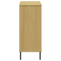 vidaXL Sapateira pernas metal 95x35x86 cm madeira maciça OSLO castanho