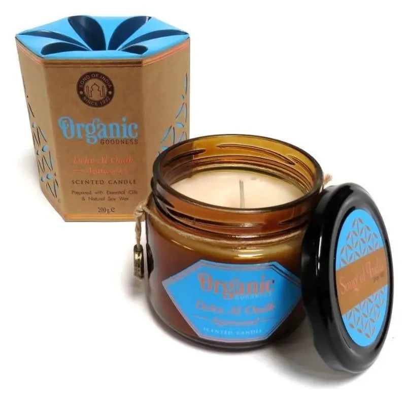 Vela de soja com óleos essenciais Organic Goodness - Madeira de Agar