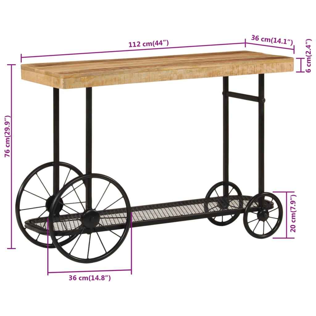 vidaXL Armário consola 112x36x76cm madeira de mangueira maciça e ferro
