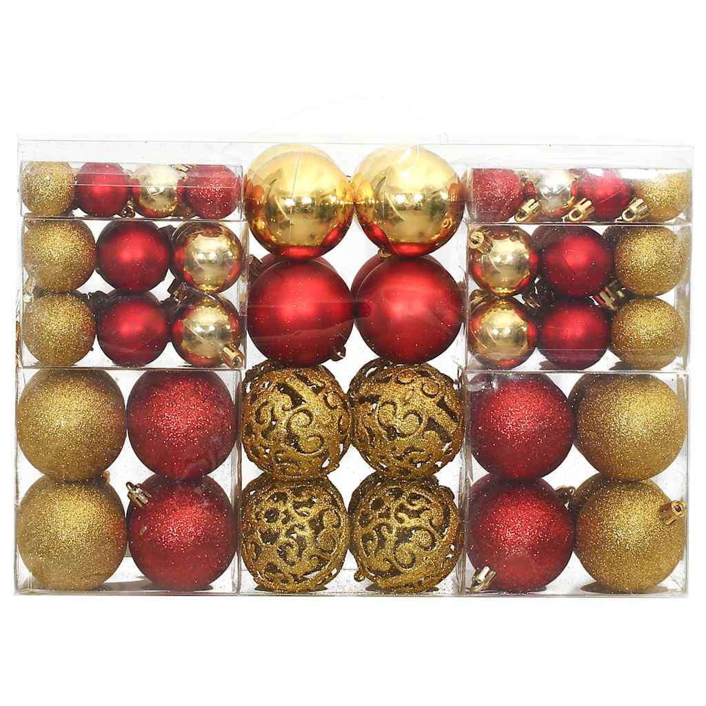 vidaXL Conjunto de bolas de natal 100 pcs 3/4/6 cm dourado